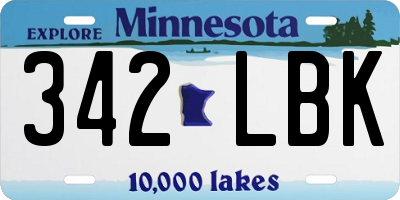 MN license plate 342LBK