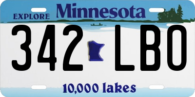 MN license plate 342LBO