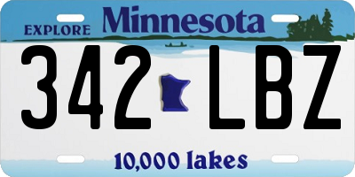 MN license plate 342LBZ