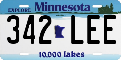 MN license plate 342LEE