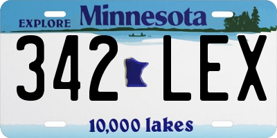 MN license plate 342LEX