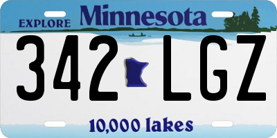 MN license plate 342LGZ