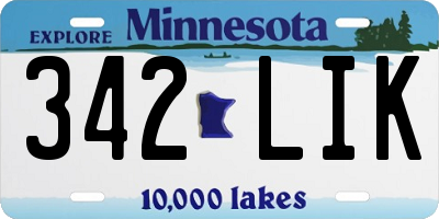 MN license plate 342LIK