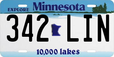 MN license plate 342LIN