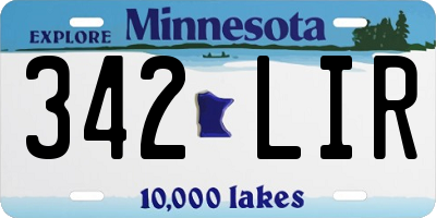 MN license plate 342LIR