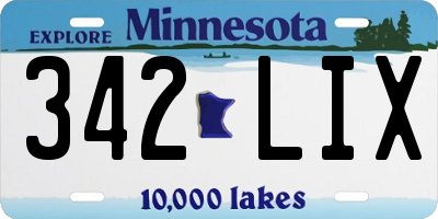 MN license plate 342LIX