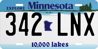 MN license plate 342LNX