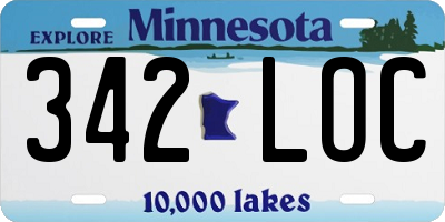 MN license plate 342LOC