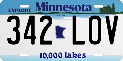 MN license plate 342LOV