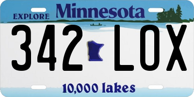 MN license plate 342LOX