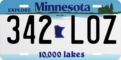 MN license plate 342LOZ