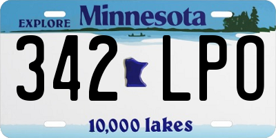 MN license plate 342LPO