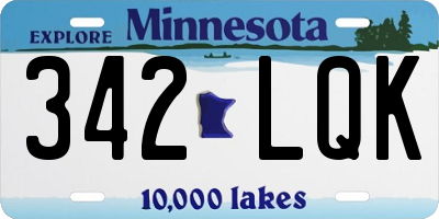 MN license plate 342LQK