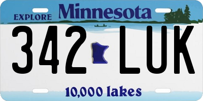 MN license plate 342LUK