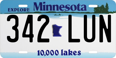 MN license plate 342LUN