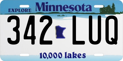 MN license plate 342LUQ