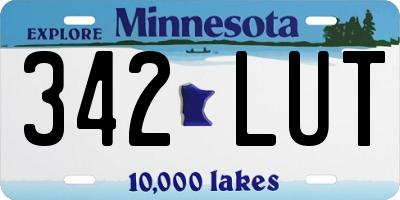 MN license plate 342LUT