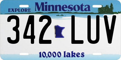 MN license plate 342LUV