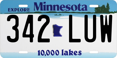 MN license plate 342LUW