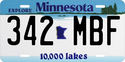MN license plate 342MBF