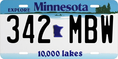 MN license plate 342MBW