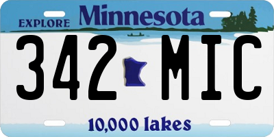 MN license plate 342MIC