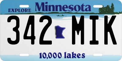MN license plate 342MIK