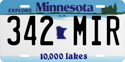 MN license plate 342MIR