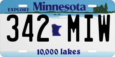 MN license plate 342MIW