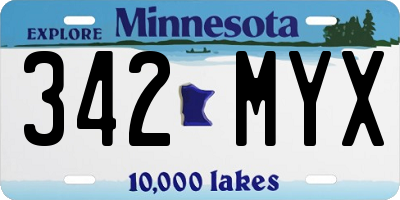 MN license plate 342MYX