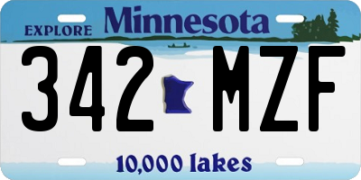 MN license plate 342MZF