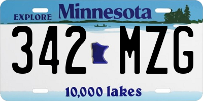 MN license plate 342MZG