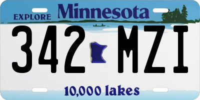 MN license plate 342MZI