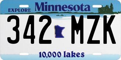 MN license plate 342MZK