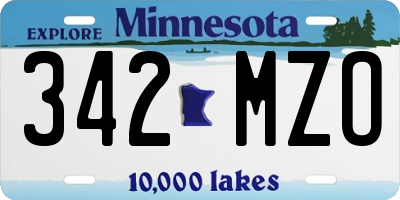 MN license plate 342MZO