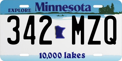 MN license plate 342MZQ