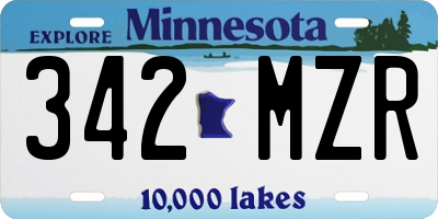 MN license plate 342MZR