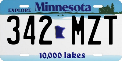 MN license plate 342MZT