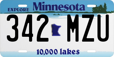MN license plate 342MZU
