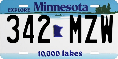 MN license plate 342MZW