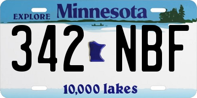 MN license plate 342NBF