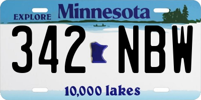 MN license plate 342NBW