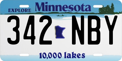 MN license plate 342NBY