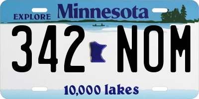 MN license plate 342NOM
