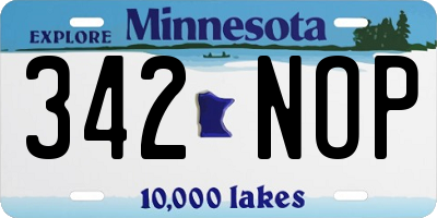 MN license plate 342NOP