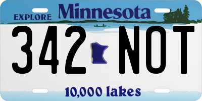 MN license plate 342NOT