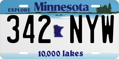 MN license plate 342NYW
