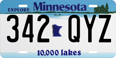 MN license plate 342QYZ