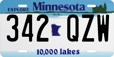 MN license plate 342QZW