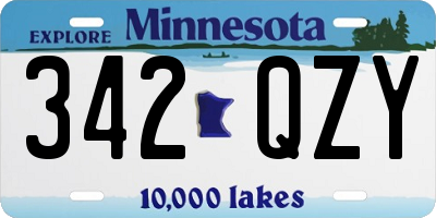 MN license plate 342QZY